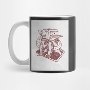 Abstract man with urban symbols on his back Mug